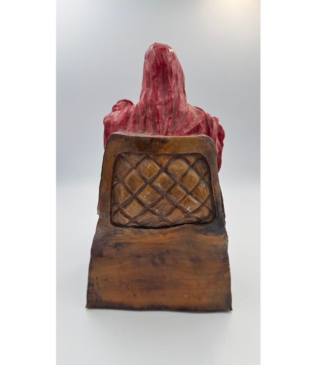 Santa Muerte Roja En Su Trono Antigua