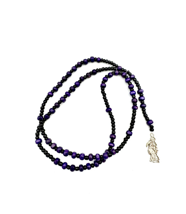 Rosario Morado Y Negro De La Santa Muerte