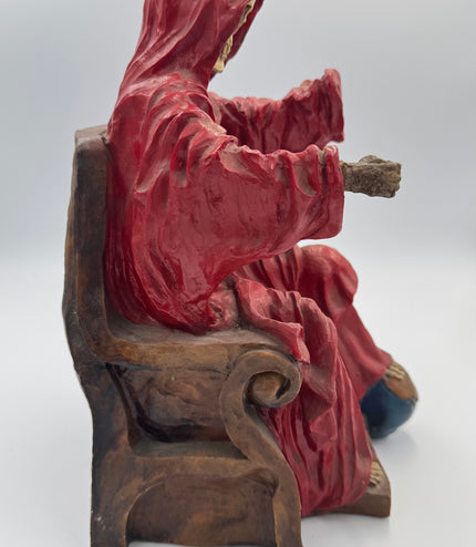 Santa Muerte Roja En Su Trono Antigua