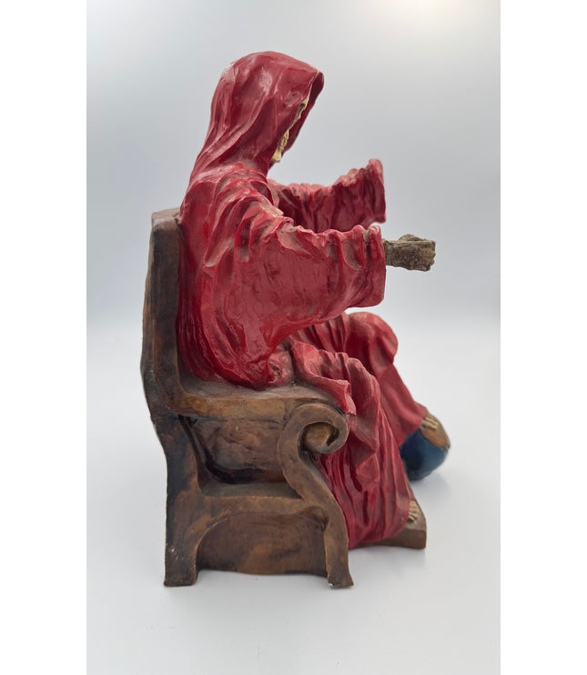 Santa Muerte Roja En Su Trono Antigua