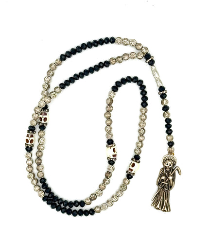 Rosario Negro Y Plata De La Santísima Muerte