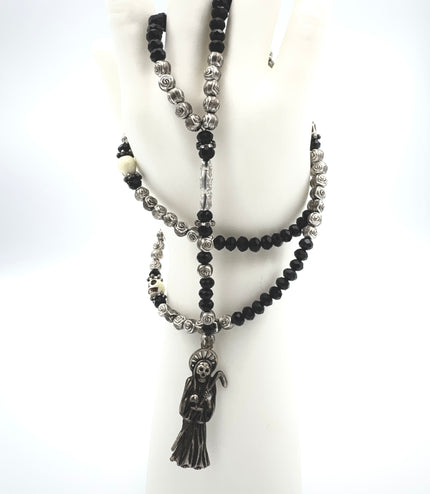 Rosario Negro Y Plata De La Santísima Muerte