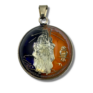 Vintage Amuleto Místico de la Santísima Muerte en colores