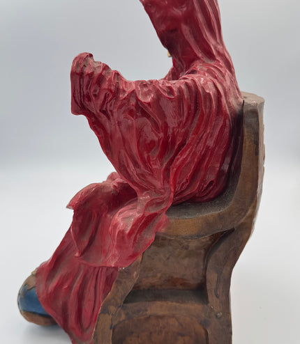 Santa Muerte Roja En Su Trono Antigua