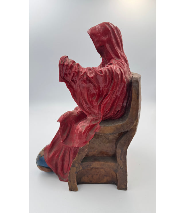 Santa Muerte Roja En Su Trono Antigua