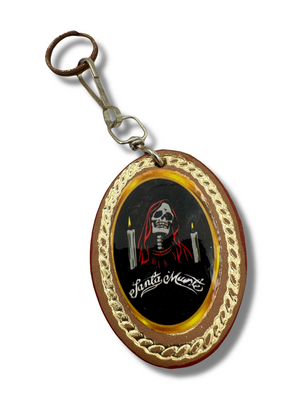 Vintage Leather Santa Muerte Keychain