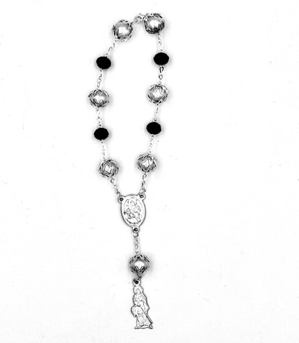 Rosario Negro Y Plateado De La Santa Muerte