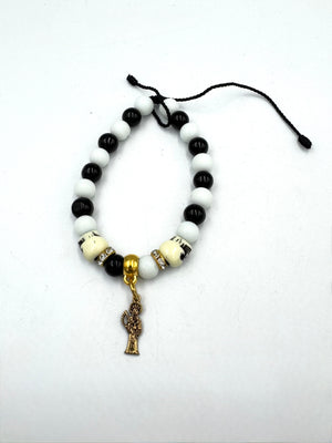 Beaded Santa Muerte Pulsera