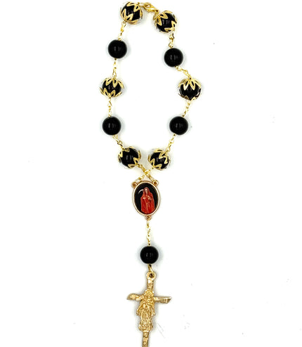 Rosario Negro Y Dorado De La Santa Muerte