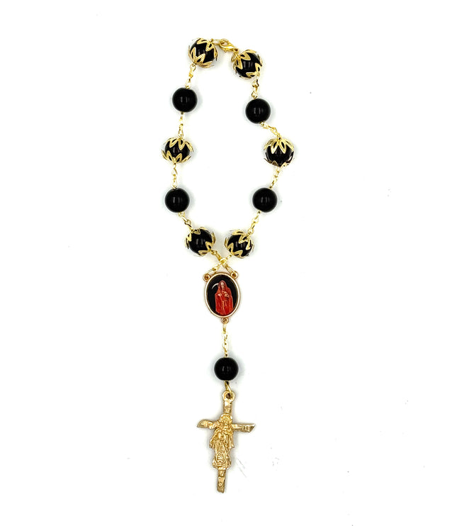 Rosario Negro Y Dorado De La Santa Muerte