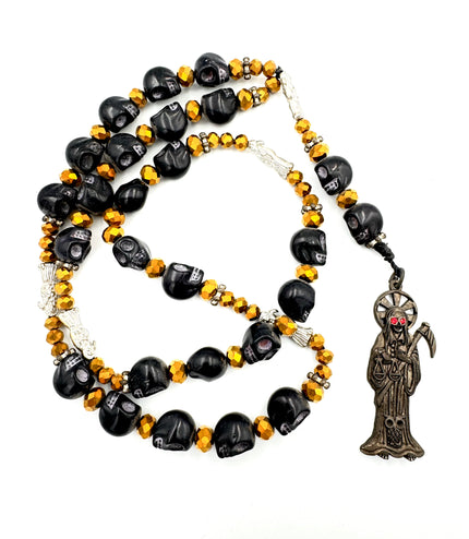 Santa Muerte De La Abundancia Negra Rosario