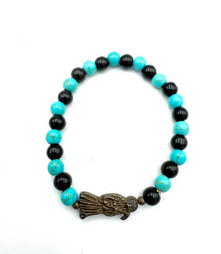 Beaded Santa Muerte Pulsera