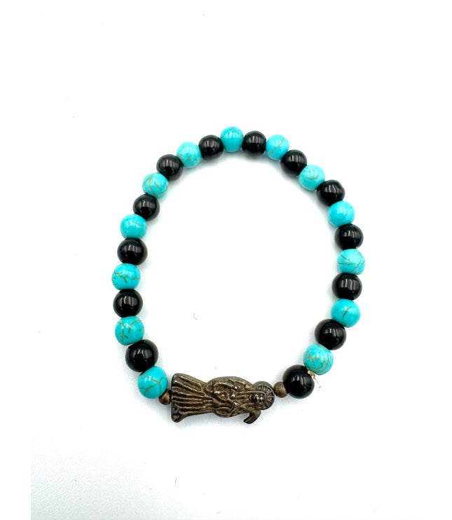 Beaded Santa Muerte Pulsera