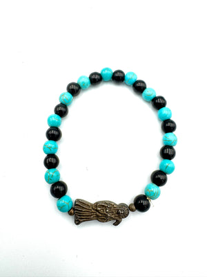 Beaded Santa Muerte Pulsera