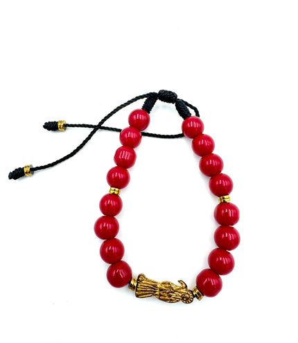Beaded Santa Muerte Pulsera