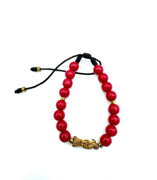 Beaded Santa Muerte Pulsera