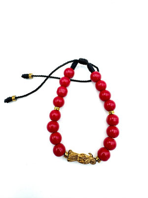Beaded Santa Muerte Pulsera
