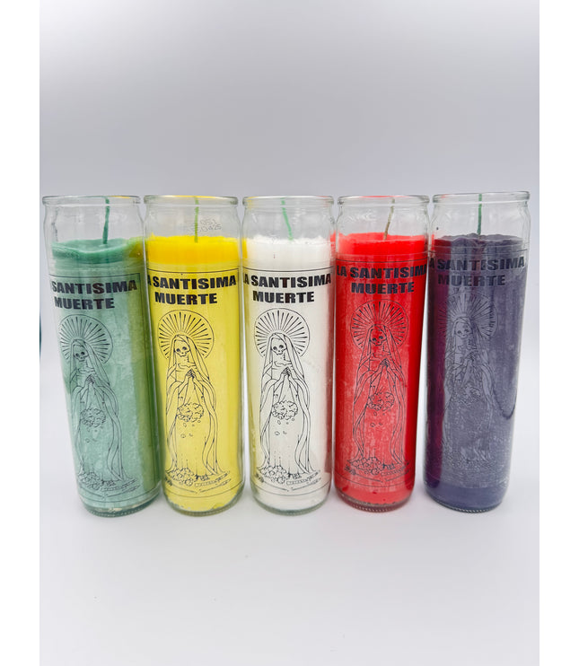 Veladora Milagrosa De la Santísima Muerte de las Flores Secas