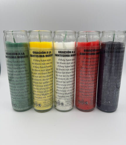 Veladora Milagrosa De la Santísima Muerte de las Flores Secas