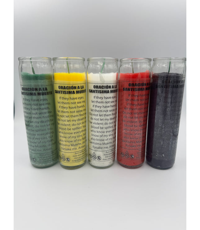 Veladora Milagrosa De la Santísima Muerte de las Flores Secas