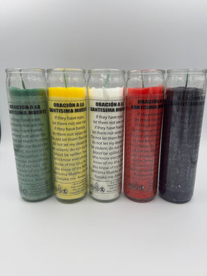 Veladora Milagrosa De la Santísima Muerte de las Flores Secas