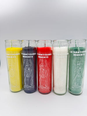 Veladora Milagrosa De la Santísima Muerte de las Flores Secas