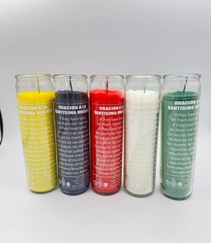 Veladora Milagrosa De la Santísima Muerte de las Flores Secas