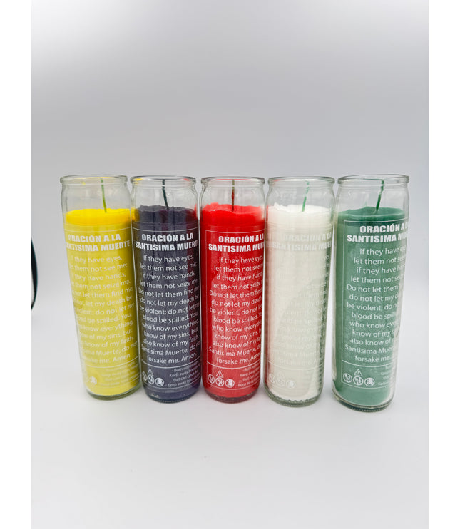 Veladora Milagrosa De la Santísima Muerte de las Flores Secas