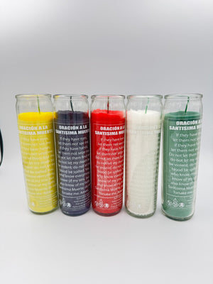 Veladora Milagrosa De la Santísima Muerte de las Flores Secas