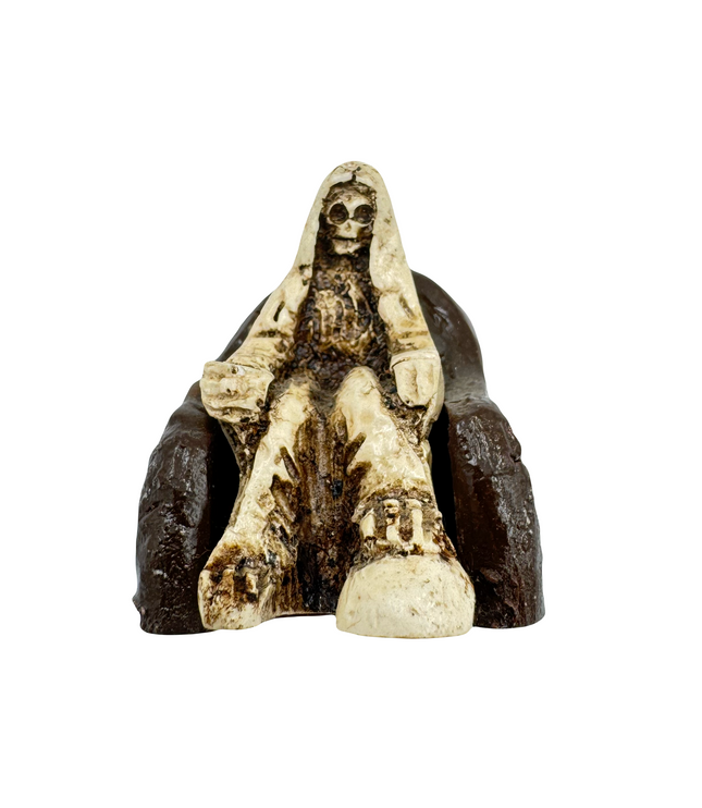 White Santa Muerte On A Throne Figure