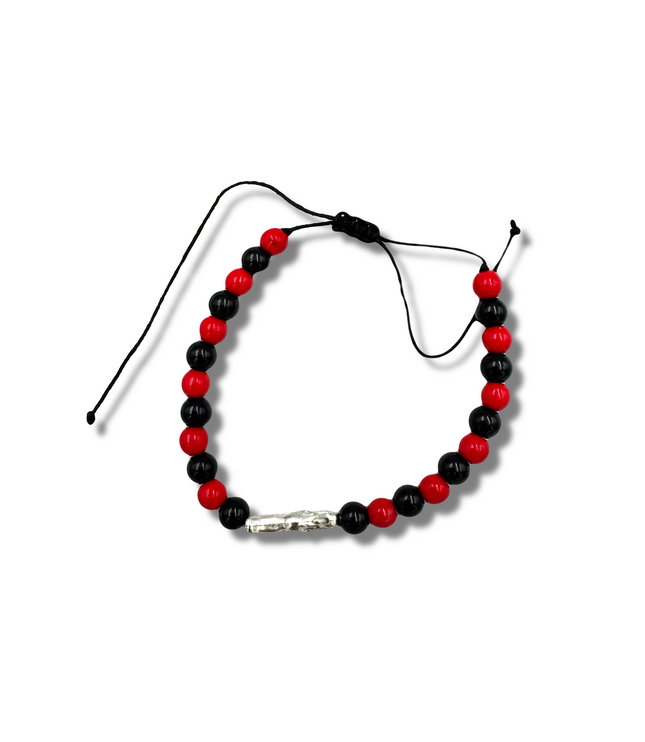 Beaded Santa Muerte Pulsera