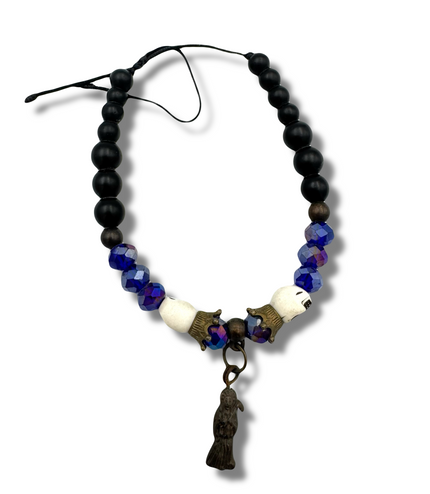 Beaded Santa Muerte Pulsera