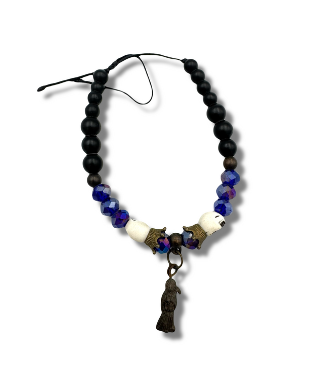 Beaded Santa Muerte Pulsera