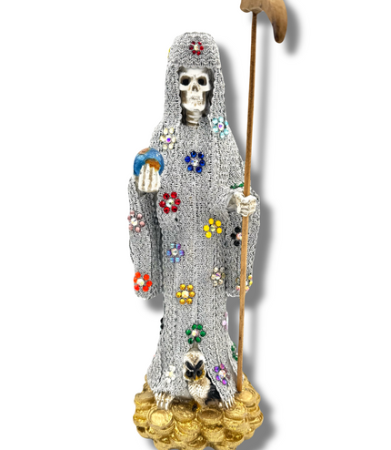 Doña Queta Hand Dressed Santa Muerte Statue With Hand Written Blessings & Photo