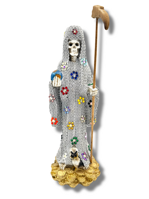 Doña Queta Hand Dressed Santa Muerte Statue With Hand Written Blessings & Photo
