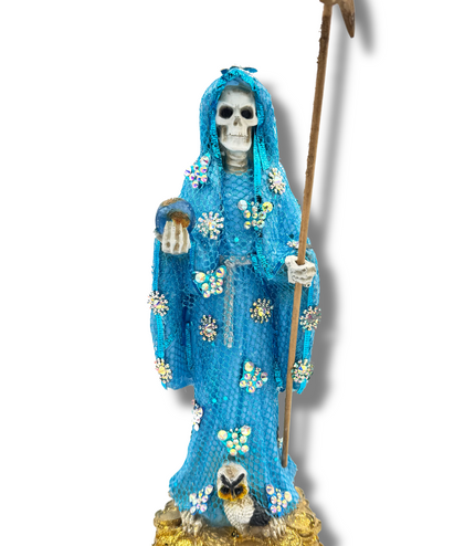 Doña Queta Hand Dressed Santa Muerte Statue With Hand Written Blessings & Photo