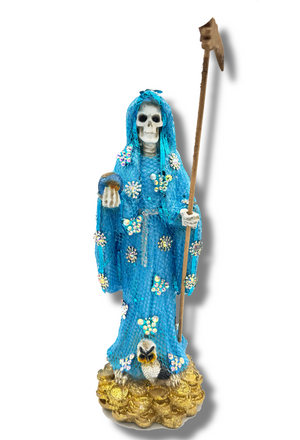 Doña Queta Hand Dressed Santa Muerte Statue With Hand Written Blessings & Photo