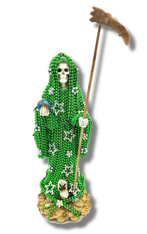 Doña Queta Hand Dressed Santa Muerte Statue With Hand Written Blessings & Photo