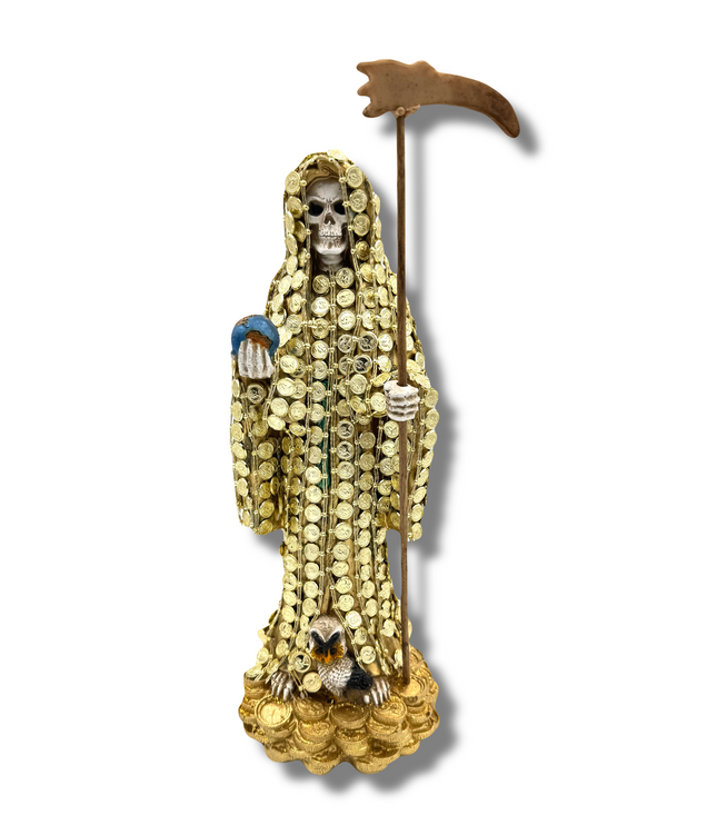 Doña Queta Hand Dressed Santa Muerte Statue With Hand Written Blessings & Photo