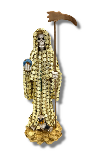 Doña Queta Hand Dressed Santa Muerte Statue With Hand Written Blessings & Photo