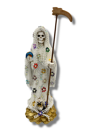Doña Queta Hand Dressed Santa Muerte Statue With Hand Written Blessings & Photo