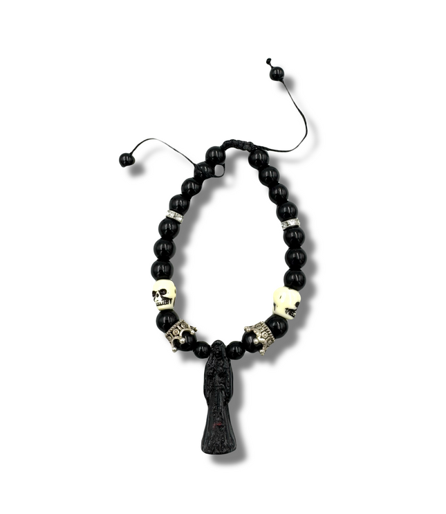 Beaded Santa Muerte Pulsera