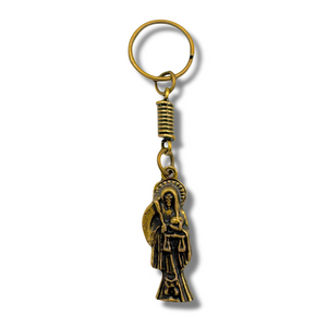 Santa Muerte Keychain - Brass Finish