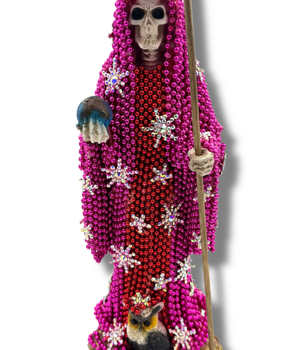 Doña Queta Hand Dressed Santa Muerte Statue With Hand Written Blessings & Photo