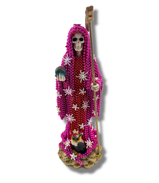 Doña Queta Hand Dressed Santa Muerte Statue With Hand Written Blessings & Photo