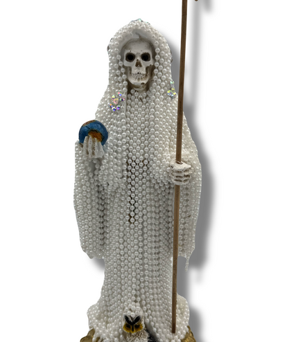 Doña Queta Hand Dressed Santa Muerte Statue With Hand Written Blessings & Photo