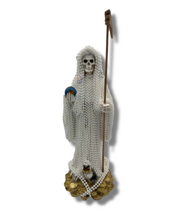 Doña Queta Hand Dressed Santa Muerte Statue With Hand Written Blessings & Photo