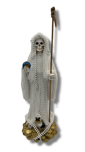 Doña Queta Hand Dressed Santa Muerte Statue With Hand Written Blessings & Photo