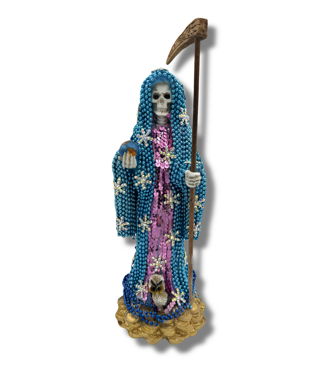 Doña Queta Hand Dressed Santa Muerte Statue With Hand Written Blessings & Photo