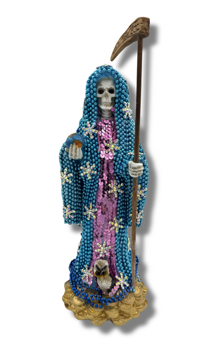 Doña Queta Hand Dressed Santa Muerte Statue With Hand Written Blessings & Photo